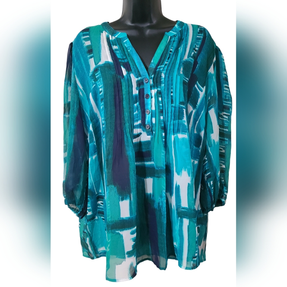 Women's Nicole Miller New York Sheer Blouse with Button Detail